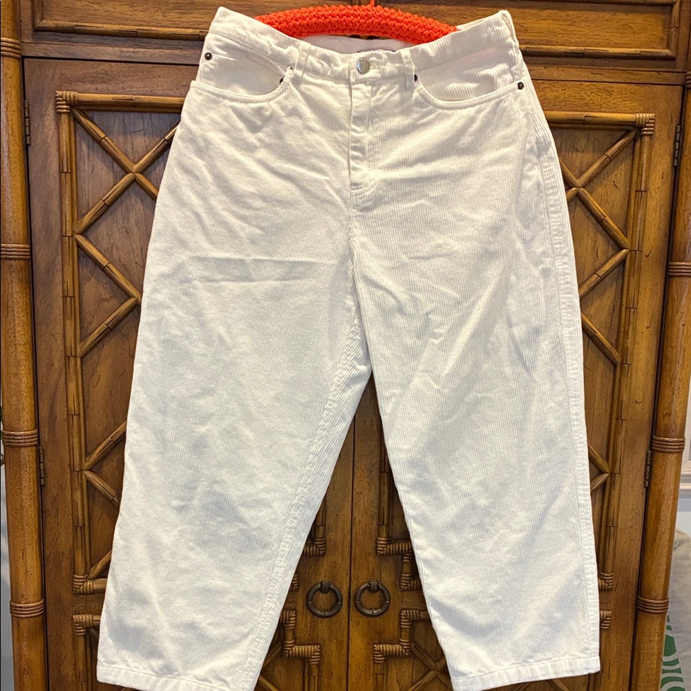 Frances Valentine Cream Cropped Corduroy Jeans